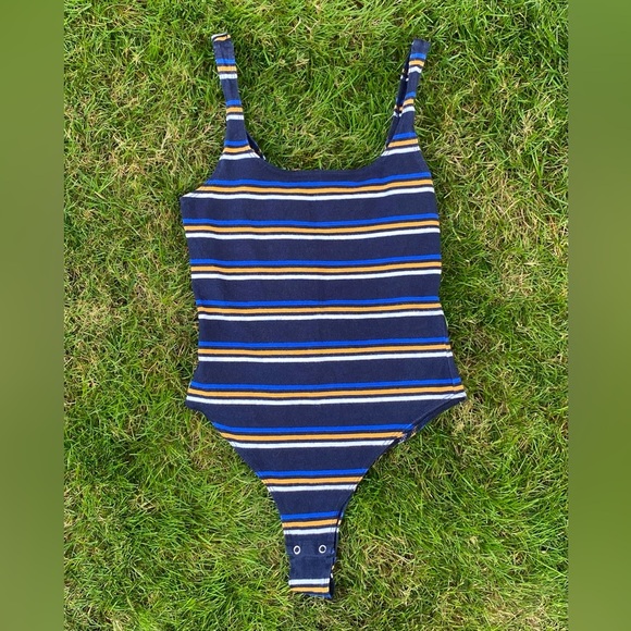 Garage Blue and yellow Striped Bodysuit - Picture 1 of 1